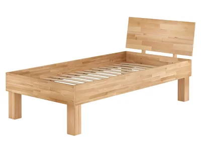 Produktbild von Einzelbett Buche 100x200 stabil hoch Massivholzbett Seniorenbett Zubehör wählbar V-60.81-10Federleisten