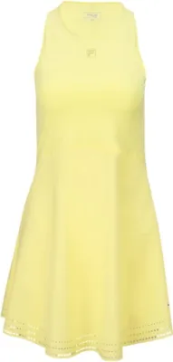 Produktbild von Fila Damen Sommer Minikleid Gelb V-Ausschnitt Ärmellos Sportliches Freizeitkleid