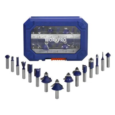 Produktbild von WORKPRO 15tlg. Fräser Set mit Schäften 8mm in Aufbewahrungskoffer