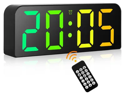 RGB LED Wanduhr 9,6 Zoll, 3 Wecker, große Ziffern, Fernbedienung