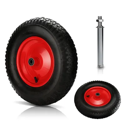 Produktbild von Fiqops Sackkarrenrad Ersatzrad Reifen mit Achse Reifen für Stützrad 4.80/4.00-8 390 mm