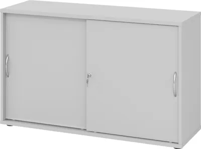 Produktbild von bümö Schiebetürenschrank office - 2 Ordnerhöhen - Nachbildung: Grau, Griff: Bogengriff (Metall)