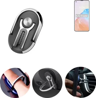 Produktbild von K-S-Trade 3in1 Smartphone-Ring Handy-Ring kompatibel mit Cubot X30 Fingerhalterung  Handyring Tischständer Lüftungsgitter-Halterung Tisch Ständer