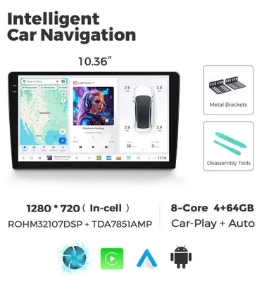 Immagine prodotto di Autoradio multimediale - Lettore multimediale per auto - Sistema di navigazione GPS - Autoradio touchscreen - Sistema audio per auto