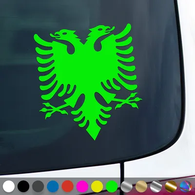 Produktbild von PantherPixel Albanien Aufkleber Shqiperia Wappen Adler Albania Sticker Auto Geschenkidee Farbe Neon-Grün