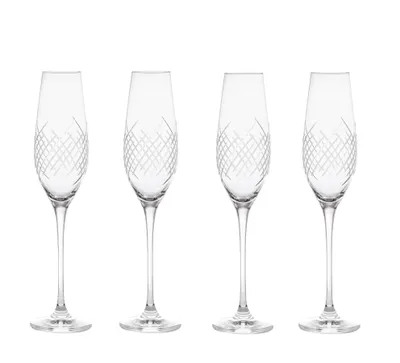 Obrázok produktu pre B.Bohemian krištáľové poháre na sekt s ručnou dekoráciou WINDY 210 ml, 4 ks, Sada pohárov na sekt a prosecco