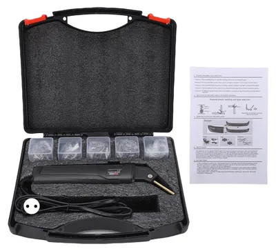 Produktbild von Kunststoffschweißset 5-in-1 mit Heißschneid- und Formwerkzeugen für Heimwerker und Autoreparaturen (Stoßstangenreparatur), schwarz, EU-Stecker 220 V