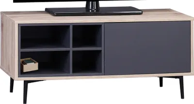 Produktbild von SIT Möbel TV-Lowboard | 1 Tür, 4 offene Fächer | MDF dunkel anthrazit mit natur | Beine Metall | B 97,5 x T 39 x H 45 cm | 11776-95 | Serie MAILBOX