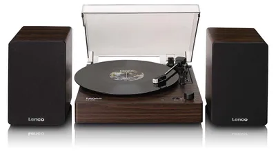 Zdjęcie produktu dla LENCO LS-200WD – gramofon z funkcją Bluetooth® – dwa zewnętrzne głośniki i wbudowany wzmacniacz stereo – drewno