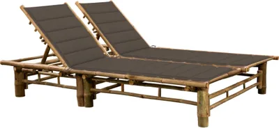 Image de Chaise longue double "Jördenstorf" avec revêtement en bambou marron. Dimensions (L/L/H) 200x130x87 cm