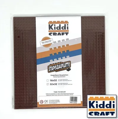 Obrázek produktu pro Skládatelná stavební deska 32×32 s výstupky, hnědá, 25,5 cm, kompatibilní
