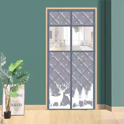 Magnetischer Türvorhang 210x90 cm, winterfest, mit PVC-Fenster, grau