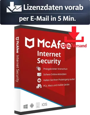 Produktbild von McAfee Internet Security (3 Device - 2 Jahre) ESD Antivirus Sicherheit 5 Min. Versand als Download per Mail