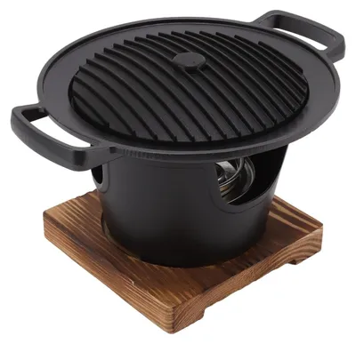 Produktbild von Tragbarer Holzkohlegrill mit Holzrahmen für rauchfreies Grillen