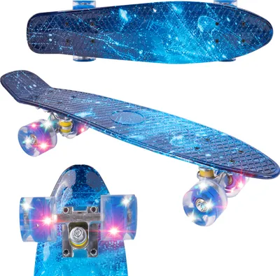 Produktbild von Malplay Mini skateboard so svietiacimi RGB LED kolieskami | 22" Cruiser Board pre deti a mládež | Detské skateboardy | Dobrá voľba pre začiatočníkov | Od 6 rokov | 56 cm | Galaxy