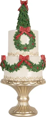 Produktbild von Clayre & Eef Dekorationsfigur Kuchen Ø 17x42 cm Weiß Kunststoff