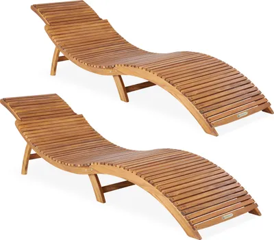 Produktbild von CASARIA® Sonnenliege Klappbar 2er Set Holz FSC®-zertifiziert 320kg Belastbarkeit 190x60cm Tragegriff Kofferfunktion Garten Balkon Terrasse Gartenliege Klappliege Akazie