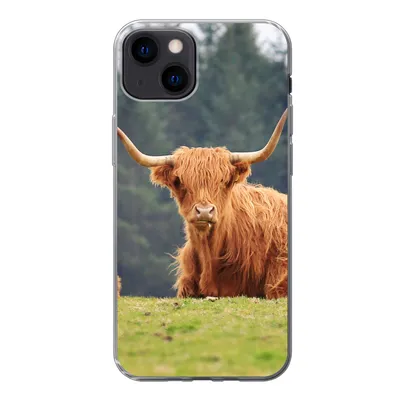 Produktbild von MuchoWow® Handyhülle Schutzhülle Hülle für iPhone 13 Schottische Highlander - Gras - Wald Silikon Softcase Handy Hülle - Karteninhaber