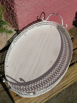 Produktbild von Shabby Chic Dekotablett, antik-weiß Shabby Chic Dekotablett, weiß - groß
