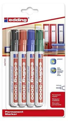 Productafbeelding van Permanentmarker, EDDING 3000, set van 4 stuks