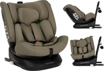 Produktbild von Novi Nathan V2 Premium i-Size Kindersitz (R129) – 360° drehbar – Isofix & Top Tether – ab Geburt bis 150 cm - Taupe (Dark Taupe)