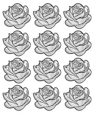 12er-Pack Rosen-Stick-Patches, weiß, 7,3 cm, selbstklebend