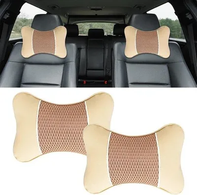 Productafbeelding van Nekkussen Auto Hoofdsteun Set van 2 - Zacht Polyurethanleer - Anti-vermoeidheid Neksteun voor Kinderen en Volwassenen - Ademend 3D-Mesh - Hoofdkussen