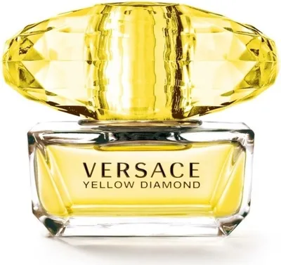 A bottle of Versace Yellow Diamond perfume.