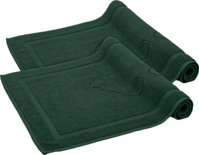 Produktbild von Komfortec Badvorleger Set 2 Teilig, Frottee Duschvorleger, Waschbar Duschmatte & Badteppich, 800 g/m² &100% Baumwolle, Saugfähig & Schnelltrocknend, 50 x 80 cm, Dunkelgrun