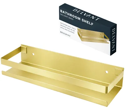 Produktbild von Badezimmerregal, Aufhängung, für Dusche oder Küche, Metall, Marke DELVANT BANO, gebürstetes Gold, 40 cm
