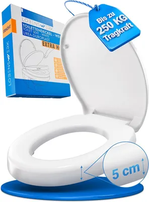 Produktbild von LOBENSWERK Toilettendeckel mit Toilettensitzerhöhung [5cm] Rutschfest dank Winkelpuffern | WC Sitzerhöhung aus Urea-Duroplast mit 250KG Tragkraft