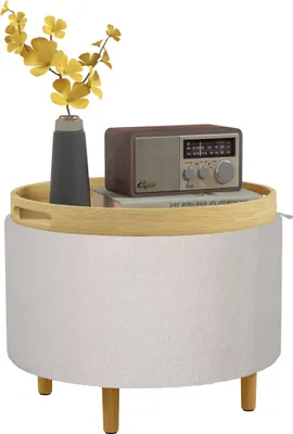 Produktbild von HockerPolsterhocker,Teddyfleece,versteckterStauraum,umkehrbarerDeckel,56cmx56cmx42cm,Weiß