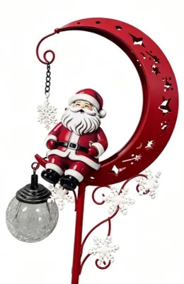 Produktbild von Solar Gartenstecker Weihnachten - Weihnachtsmann auf dem Mond - Wasserdichte Solarleuchte für draußen - Weihnachtsdeko für Garten, Terrasse und Veranda