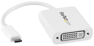 Produktbild von StarTech.com USB-C auf DVI Adapter - Weiß, 3.2 Gen 2 (3.1 Gen 2), USB Typ-C, DVI-Ausgang, 1920 x 1200 Pixel