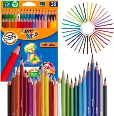 Image de BIC Kids 950526 Crayons de couleur ECOlutions EVOLUTION, 36 pièces / 36 couleurs