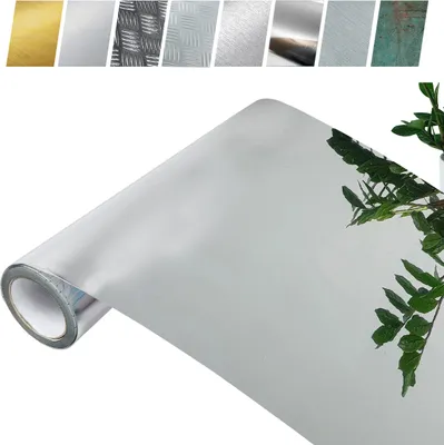Produktbild von DecoMeister Klebefolie Möbel 45x50 cm - Folie mit Spiegeleffekt Silber - Möbelfolie selbstklebend in Spiegel-Optik aus glatter PVC-Folie - Klebefolie für Möbel-Nachbildung und Raumvergrößerung