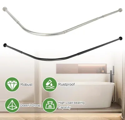 Produktbild von Duschvorhangstange L Form Teleskopstange Eck Duschvorhang Stange für Badewanne