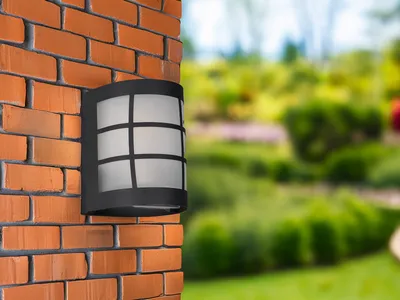 Produktbild von LED Außenwandleuchte Edelstahl Schwarz & Glas Weiß - moderne Fassadenbeleuchtung
