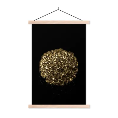 Produktbild von MuchoWow® Textilposter Blume - Schwarz - Blatt 40x60 cm mit holzfarbenen Rahmen - Poster