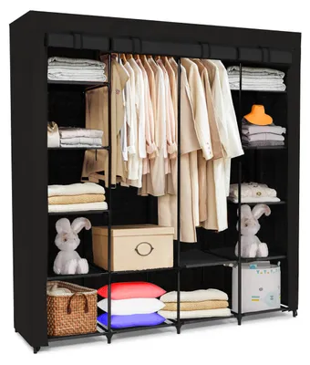 Faltbarer XXL Kleiderschrank 175x170x45 cm Schwarz