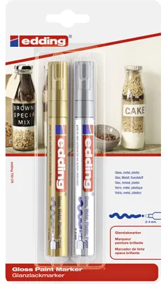 Zdjęcie produktu dla Edding e-750, Złoto, Srebrny, Złoto, Srebrny, Okrągły, 2 mm, 4 mm, Szkło, Metal, Plastik