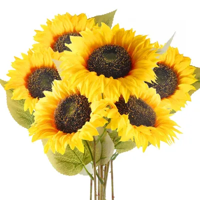 Künstliche Sonnenblumen, 6 Stiele Gelb, für Dekoration