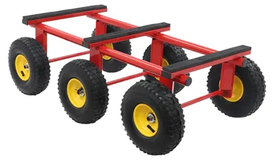 Image de Chariote de transport pour meubles - Chariote tout-terrain à 6 roues - Capacité de charge de 544 kg - Roues pneumatiques de 25 cm - Acier au carbone - Rouge