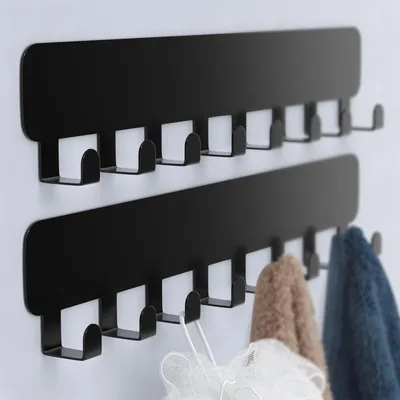 Produktbild von Wandhaken mit 8 Haken, kein Bohren erforderlich, für Handtücher, Küche, Badezimmer.