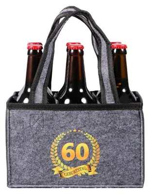 Immagine prodotto di Borsa in feltro per 6 bottiglie, ideale come regalo per il 60° compleanno di un uomo