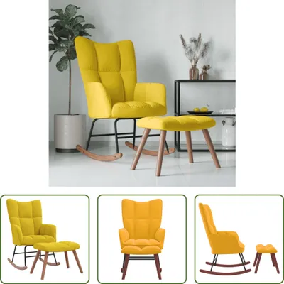 Imagen del producto de Sillón mecedora "The Living Store" con reposapiés, color mostaza, tapizado en terciopelo