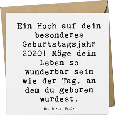 Produktbild von Mr. & Mrs. Panda Grußkarte Spruch 2020 Geburtstag - Weiß - Geschenk, Abenteuer, faltkarte, Alter, Glückwunschkarte, Lachen mit Freunden, anlasskarte, Happy Birthday