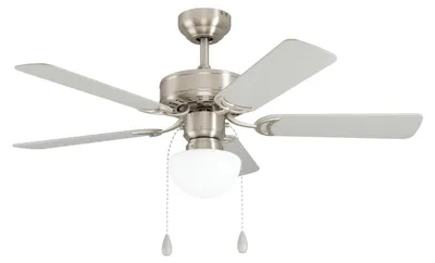 Produktbild von EGLO Deckenventilator CADIZ, 5 Flügel Ventilator mit Licht, Zugkette, Gehäuse aus Stahl in Nickel-Matt, Sommer Winter Betrieb, AC Motor, Ø 106,6cm