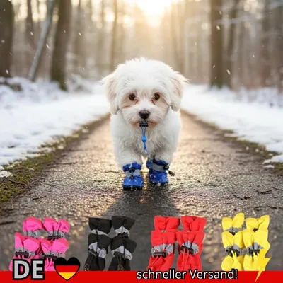 Produktbild von 4 Stück Set Wasserdichte Hundeschuhe Rutschfeste Regenstiefel für Kleine