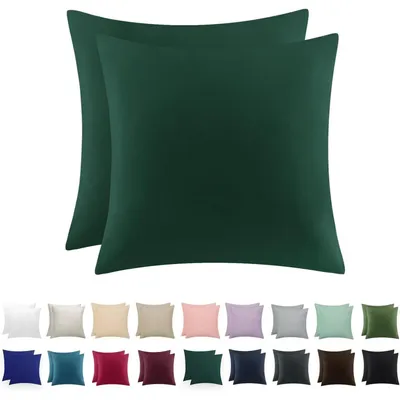 Produktbild von Kissenbezug 80x80 cm Dunkelgrün 2er Set Mikrofaser mit Reißverschluss